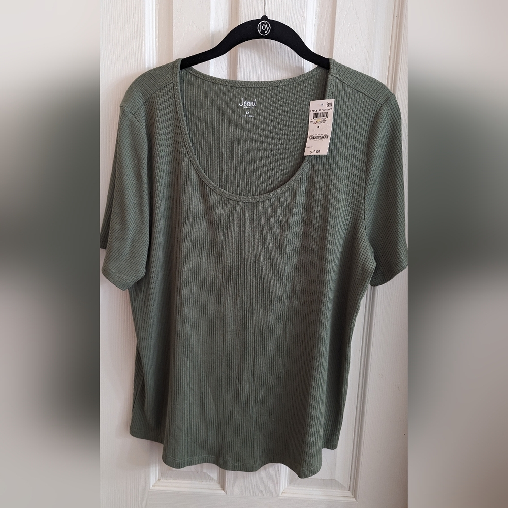 Jenni Intimates Ribbed Short Sleeve Top NWT - Picture 2 of 4